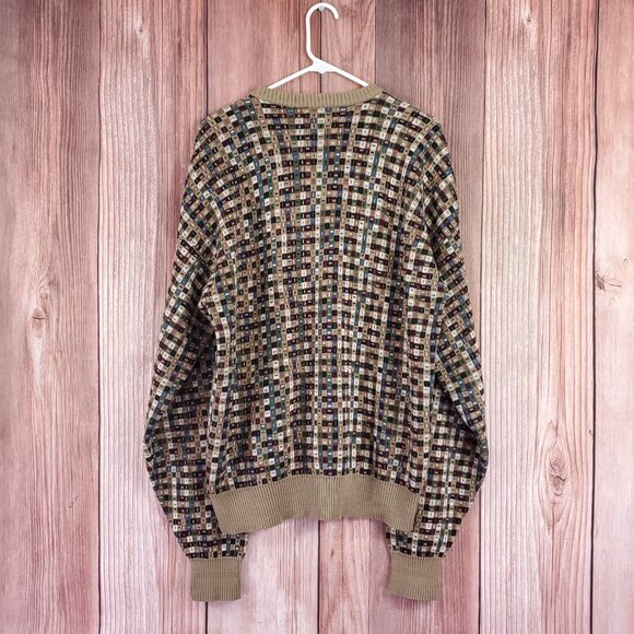 Vtg Tricots St Raphael Sweater Men XL Geometric Abstract Grandpa Coogi Style USA - Picture 7 of 16